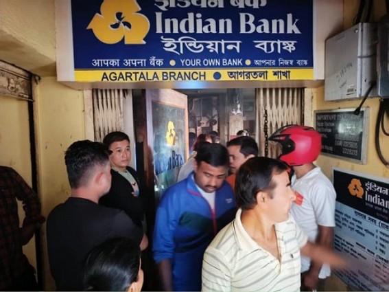 Documents burnt in Agartala Indian Bank after fire accident Documents burnt in Agartala Indian Bank after fire accident